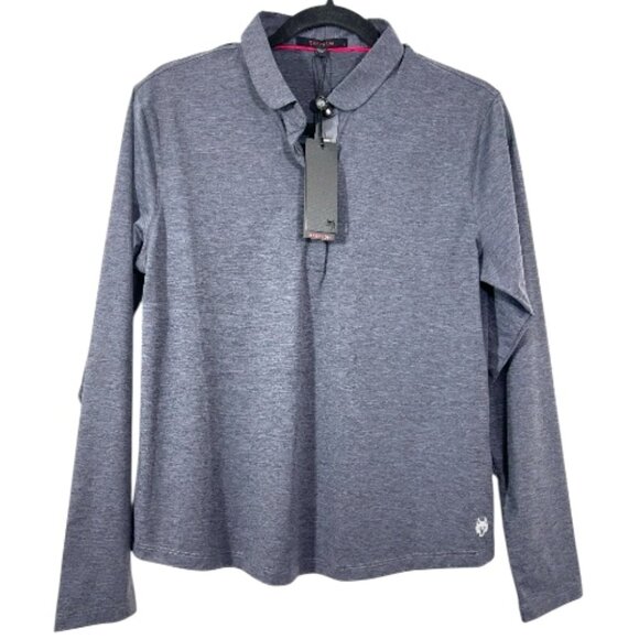 Greyson Scarlett Long Sleeve Polo Dark Grey Heather Womens Large New - Picture 1 of 5
